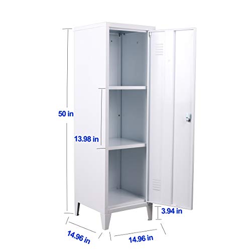 MIOCASA Metal Cabinet Home Office Storage Cabinets with Doors and Shelves Lockable 3 Door File Cabinet Organizer Coat Lockers for Kids (White) - WoodArtSupply