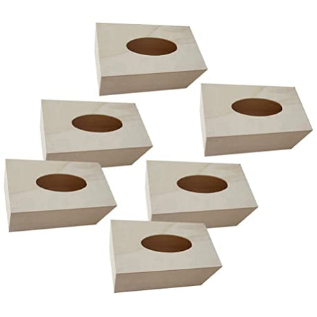 STOBOK Blank Tissue Box Cover, DIY Unfinished Wood Tissue Box Rectangular Handmade Tissue Boxes Tabletop Napkin Dispenser for DIY Craft 6pcs STOBOK