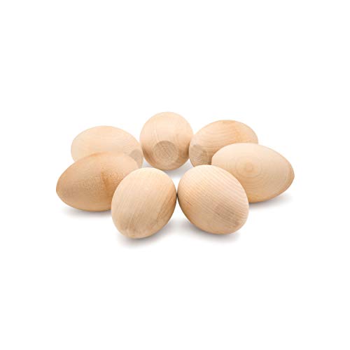 6 Smooth Standable Wooden Easter Eggs to Paint, Quality Wooden Eggs for Crafts, Wooden Easter Egg Paint & Dye 2-1/2 in, by Woodpeckers - WoodArtSupply