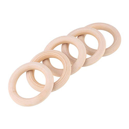 50pcs Wood Rings Circle Unfinished Wooden Round Rings DIY Wood Craft Pendant Connectors Jewelry Making - WoodArtSupply