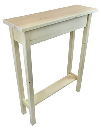 24" Narrow Console Sofa Table - Unfinished Foyer Pine Table With Bottom Storage Shelf Generic