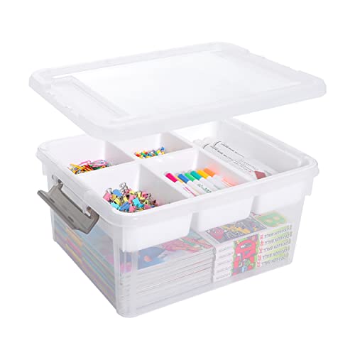 Citylife 17 QT Plastic Storage Box with Removable Tray Craft Organizers and Storage Clear Storage Container for Organizing Lego, Bead, Tool, Sewing, - WoodArtSupply