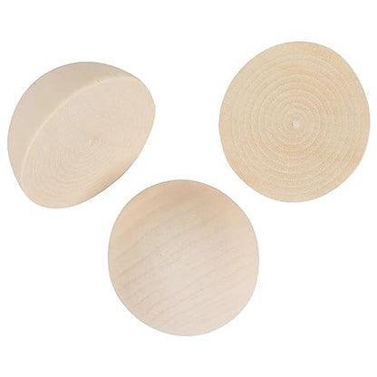 Unfinished Split Wooden Balls, Half Cut Wood for Crafts, Kids DIY Projects (2 in, 16 Pack)