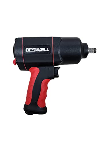 BESWELL-1180 Ft.lbs Max Loosen Torque 1/2" Regular Size Twin Hammer Air Impact Wrench-BW-112BN - WoodArtSupply