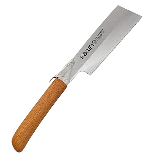KAKURI Japanese Dozuki Saw 7 Inch Fine Cut Saw, Fine Tooth Thin Blade, Woodworking Japanese Pull Saw Kataba, Oil Finished Red Oak Handle, Made in KAKURI