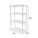 Gracious Living 4 Shelf Knect-A-Shelf Solid Light Duty Storage Unit 12 x 24 x 48 Organizer for Home, Garage, Basement & Laundry, White Gracious Living