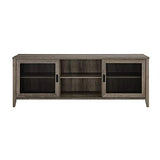 Walker Edison Industrial Farmhouse Sliding Metal Barn Door Wood TV Stand Storage Cabinet for TV's up to 80", 70 Inch, Grey Walker Edison