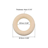 uxcell 100Pcs 15mm(0.6-inch) Natural Wood Rings, 4mm Thick Smooth Unfinished Wooden Circles for DIY Crafting, Knitting, Macrame, Pendant uxcell