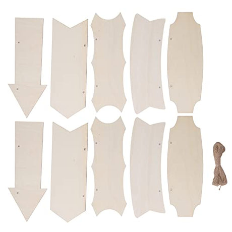 Wood Arrow Hanging Sign, 10 Pcs Blank Wood Plaque with Twines Unfinished Wooden Arrows Wall Decor for DIY Wooden Projects Craft Painting Holiday Ladieshow