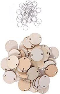 WOONEKY 50pcs Blank Calendar Blank Gift Tags Unfinished Wood Cutouts Unfinished Wooden Slices Wall Calendar Disc Wall Hanging Crafts Wooden Connector WOONEKY