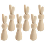 VOSAREA 6pcs Unfinished Wooden Bunny DIY Blank Wood Rabbit Peg Dolls Natural Wooden Bunny Figures for Party DIY Painting Decorations VOSAREA