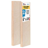 U.S. Art Supply 6" x 24" Birch Wood Paint Pouring Panel Boards, Gallery 1-1/2" Deep Cradle (Pack of 2) - Artist Depth Wooden Wall Canvases - Painting U.S. Art Supply