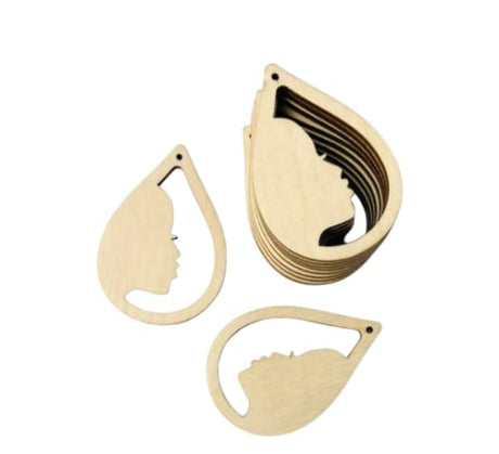 ALL SIZES BULK (12pc to 100pc) Unfinished Wood Cutout African Head Lash Tear Drop Teardrop Earring Jewelry Blanks Crafts Made in Texas Texan Wood Crafts