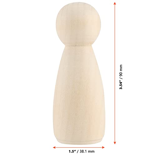 SINJEUN 40 PCS 3-1/2 Inch Wood Peg Dolls, Unfinished Large Wood Peg Woman Angel Shape Wooden People Decorative Jumbo Peg Dolls Unpainted Wood Figures SINJEUN