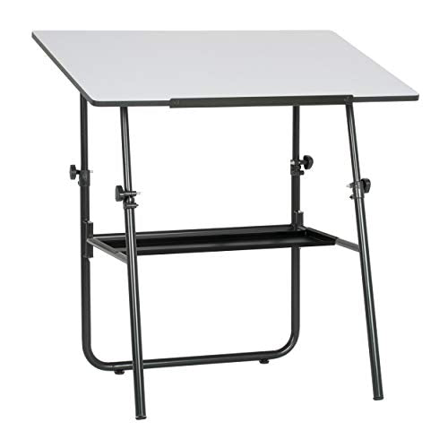 SD Studio Designs Ultima, Foldable Crafting Desk Top Angle and Height Adjustable Drafting Table, 42" W X 30" D, Black/White - WoodArtSupply