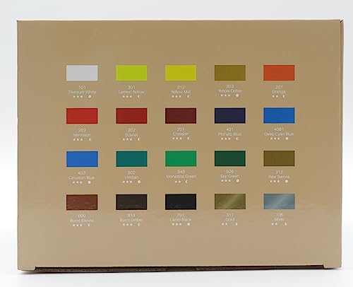 Artecho Professional Acrylic Paint Set, 20 Primary Colors (120ml / 4.05oz) Tubes, Art Craft Paints for Canvas, Rock, Stone, Wood, Fabric, Art Artecho