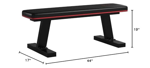 Marcy Deluxe Versatile Flat Bench Workout Utility Bench with Steel Frame SB-10510, Black, 19.00 x 17.00 x 44.00 inches MARCY