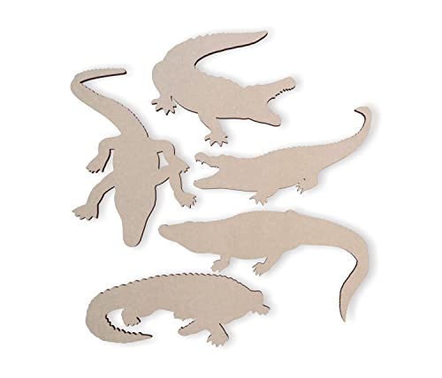 Wooden Alligator Silhouette Cutouts (5 Pack)- Cutout- Safari Decor Reptile Decor, Kids Crafts- Unfinished and Available 12 to 36 Inches - WoodArtSupply