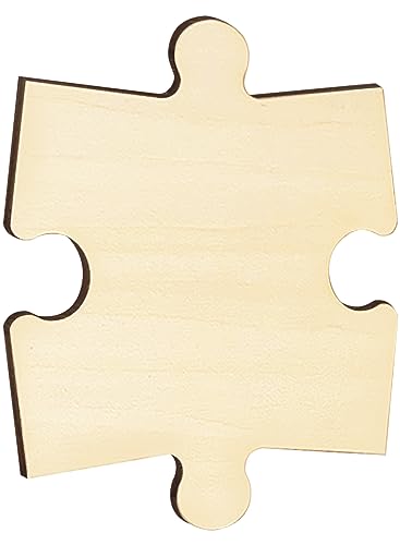 50 Piece Blank Wooden Puzzle Jumbo Size, Each Piece is 4x3.2 Inches to Draw on, Unfinished Freeform Large Jigsaw Puzzle Pieces for Arts & Crafts, MoinKidz