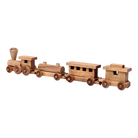 AmishToyBox.com Wooden Train Toy Play Set - 24" Long - CPSIA-Approved Finish (Harvest Stain) AmishToyBox.com