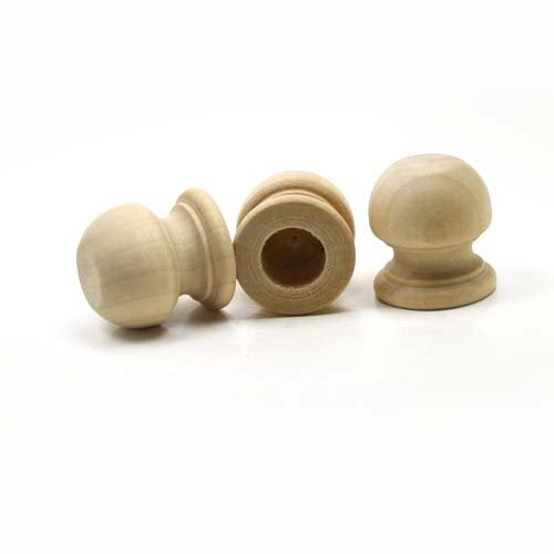 Mylittlewoodshop Pkg of 12 - Finial Dowel Cap - 1-1/16 Tall with 1/2 inch Hole Unfinished Wood (WW-DC8005-12) Unique Wood Shapes