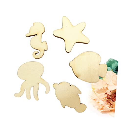 Abaodam 50pcs Pieces Unfinished Wood Dolphin DIY Ocean Creatures Nautical Wood Cutouts Blank Wooden Animals Octopus Wood Unfinished Wood Animal Abaodam