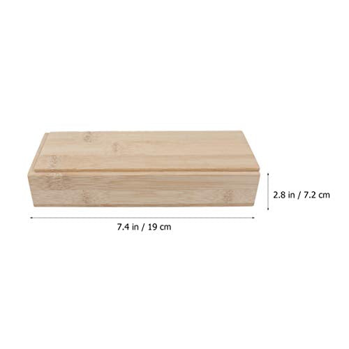SUPVOX Wooden Pencil Box,Wood Brush Box with Sliding Lid for DIY Artist Tool and Brush Storage -7.4 x 2.8 x 1.2 inches, Rectangle SUPVOX