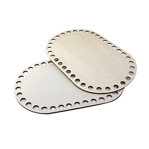 UTALIND 2 Pcs Oval Wooden Basket Bottom Shapers, Blank Hollow Basket Wood Bases for DIY Knitting Crochet Bag Bottom Shaper Craft Making Basket UTALIND