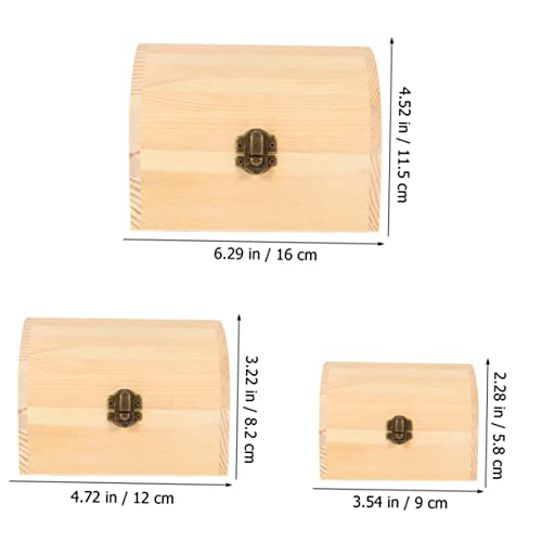TEHAUX 3pcs Boxes wooden box jewelry organizer tray unfinished wooden jewelry case craft storage strawberry decor DIY wooden wood gifts handmade TEHAUX
