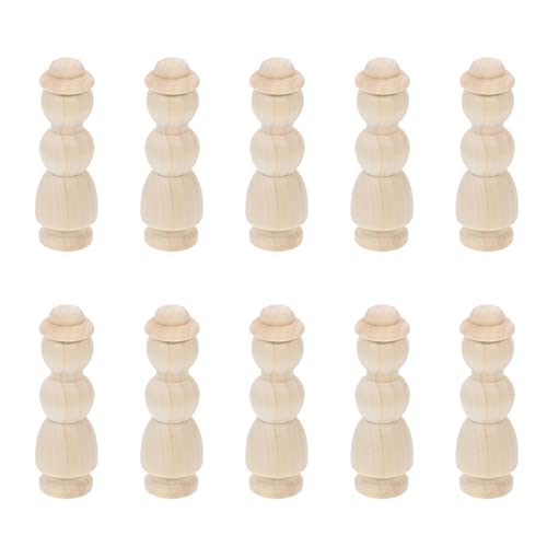 Ciieeo 10pcs Log Villain Montessori Peg Dolls Unpainted Peg Doll DIY Peg People Doll Toy Unfinished Peg Dolls Figurines for Kids DIY Wood Figures - WoodArtSupply