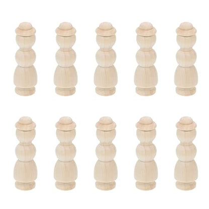 Ciieeo 10pcs Log Villain Montessori Peg Dolls Unpainted Peg Doll DIY Peg People Doll Toy Unfinished Peg Dolls Figurines for Kids DIY Wood Figures - WoodArtSupply