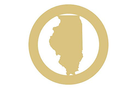 Circle Frame State Cutout Unfinished Wood Door Hanger Everyday Home Decor MDF Shape Canvas Style 1 (12", Illinois) Diverse Woodworking