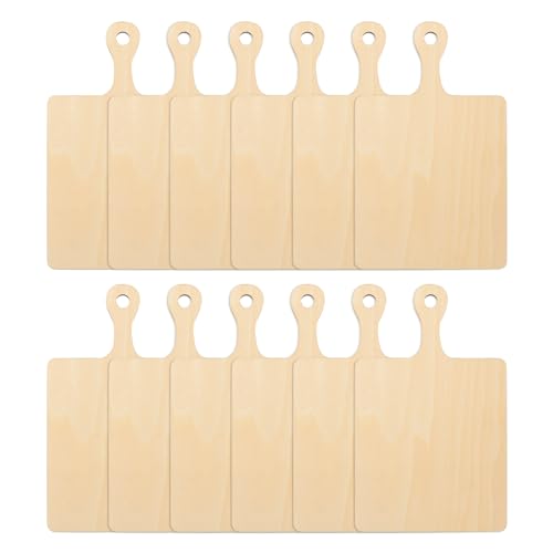 PYD Life 12 Pack Plywood Sublimation Cutting Board Blanks with Handle 9 x 5.5 Inch,Rectangle Wood Chopping Board for Sublimation DIY Craft Christmas