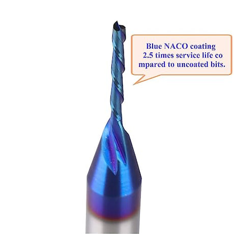 Spiral CNC Router Bits with Down Cut 1/16 inch Cutting, 1/4 inch Shank CNC Bits Solid Carbide End Mill for Wood Cut, 3D Carving Size : 1/16" X 1/2" X HZBIAO
