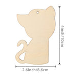 Cat Shape Wooden Blank Wood with Twines Art Unfinished Ornaments for Christmas Wedding Birthday Party Christmas Thanksgiving Day Decoration 20Pcs Zontween