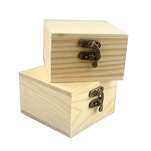LONMAIX 2Pcs/PACK Unfinished Wood Box Gift Wooden Box for your Gift Jewelry Watch (Wooden Box-2PCS/PACK) LONMAIX