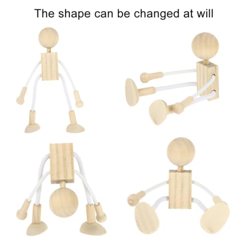 TEHAUX Wooden Peg Dolls, Unfinished Wooden Robot Unfinished Doll Bodies DIY Wooden Figures Wooden Toys for DIY Arts Crafts 6pcs TEHAUX