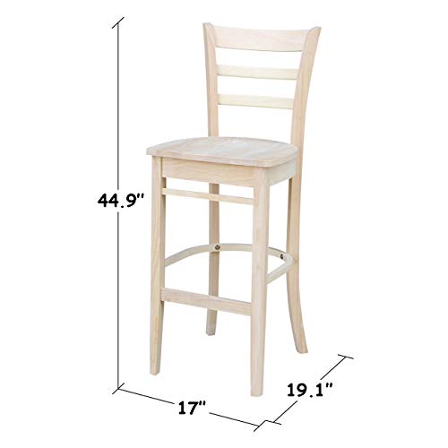 International Concepts Emily Barheight Stool-30 Seat Height Stool, Brown IC International Concepts