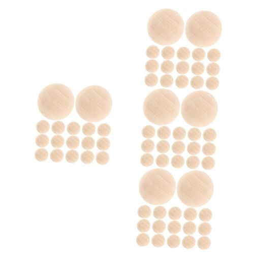 Kisangel 96 Pcs Wooden Hemisphere Unfinished Balls DIY Half Beads Unfinished Hemisphere Ball Unfinished Half Round Beads Wooden Half Craft Ball Wood Kisangel