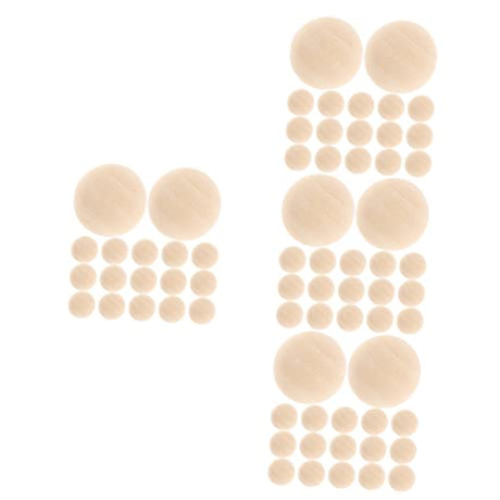 Kisangel 96 Pcs Wooden Hemisphere Unfinished Balls DIY Half Beads Unfinished Hemisphere Ball Unfinished Half Round Beads Wooden Half Craft Ball Wood Kisangel