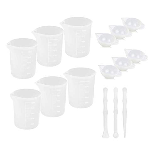 Silicone Resin Measuring Cups Tool Kit, 6PCS 100ml measuring cups,6PCS Mixing Cups,3pcs Silicone Epoxy Stir Sticks, for Epoxy Resin Non Stick Stir - WoodArtSupply