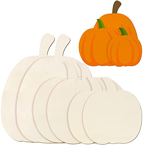 Wooden Pumpkin Cutout Unfinished Multiple Styles Wood Craft Cutout Fall Thanksgiving Blank Pumpkin Shape Cutout for DIY Halloween Thanksgiving Fall