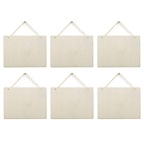 6 Pack Blank Wooden Plaque Rectangle Unfinished Wood Sign Decorative DIY Crafts Signs for Wreath Home Door Wall Art Decoration, 8.8x6.7 Inches Creaides