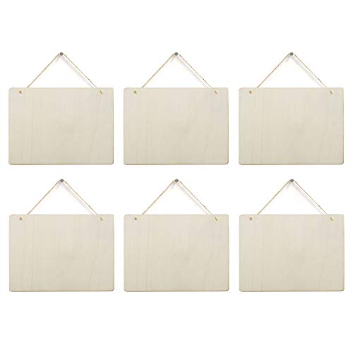 6 Pack Blank Wooden Plaque Rectangle Unfinished Wood Sign Decorative DIY Crafts Signs for Wreath Home Door Wall Art Decoration, 8.8x6.7 Inches - WoodArtSupply