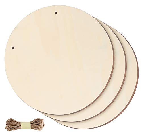 Lemonfilter 3 Pieces Wood Circles for Crafts 13inch Thick 0.2'', Unfinished Wood Rounds Wooden Cutouts for Crafts, Door Hanger, Door Design, Wood