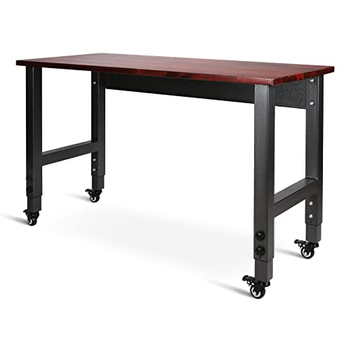 Olympia Tools 48in Adjustable Height Workbench, w/ 14 Levels of Height Adjustment & Heavy Duty Mobile Work Bench for Garage Home Office - WoodArtSupply