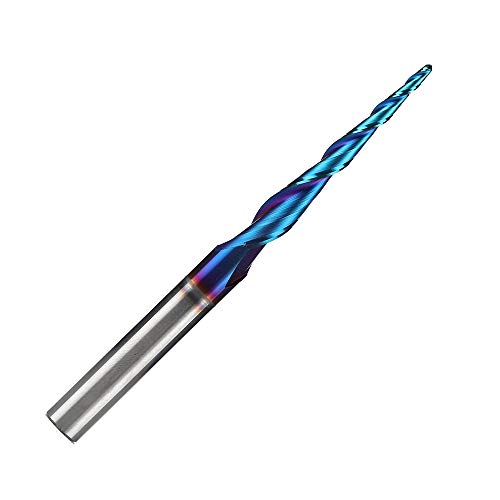 Jiiolioa ZQ21A3 CNC Router Bits 2D&3D Carving 3.6 Deg Tapered Angle 2 Flute Ball Nose 1/4" Shank 1/16"X1 1/2"X1/4"X3" TESTEL