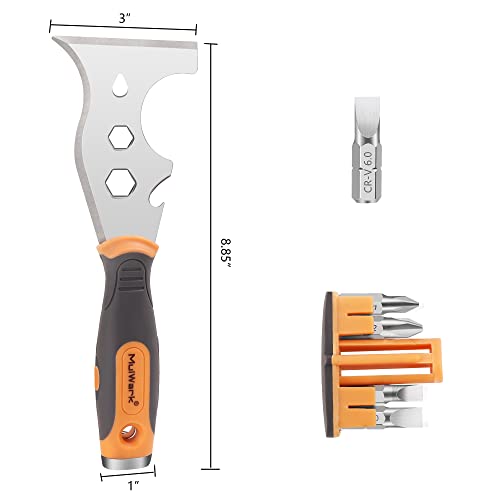 MulWark 16-in-1 Painter's Tool,3” Putty knife Drywall Paint Scraper,Multi-Painter's Stainless Steel Tool,Spealloy Paint Scraper, Taping knife,Hammer MULWARK