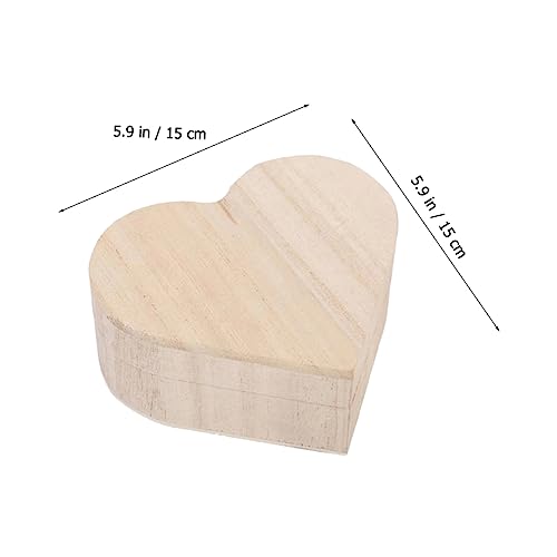 NOLITOY 3pcs Unfinished Treasure Chest Ring Chest Organizer Wooden Jewelry Holder Jewelry Organizer Tray Wooden Holder Wooden Case Heart Case Ring NOLITOY
