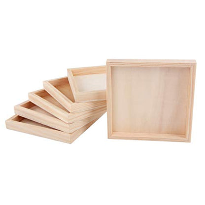 Homoyoyo Square Serving Tray 18Pcs Unfinished Wood Panels Tray Small Wood Serving Tray for Crafts Wooden Panel Boards for Painting Pouring Arts Blank